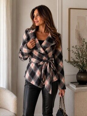 Katherine Barclay Plaid Wool Coat Jacket
